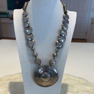 Elegant Hammered Silver Statement Necklace